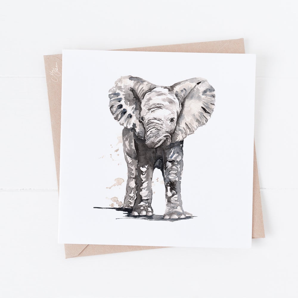 Baby Elephant Greeting Card By Meg Hawkins