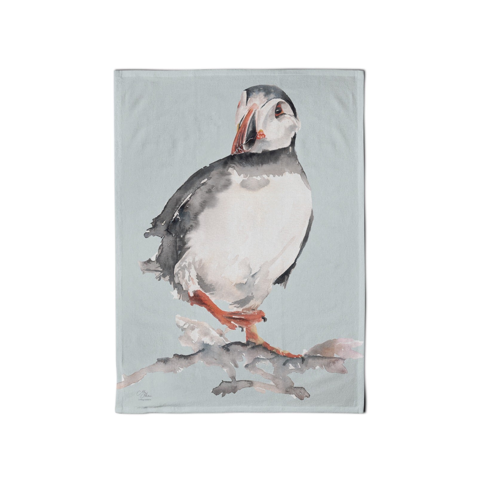 Puffin Tea Towel with Watercolour Design